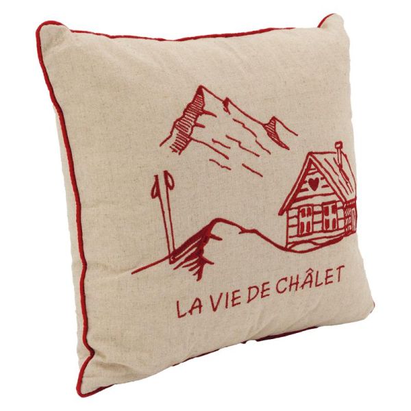 Coussin en lin et coton La vie de Chalet