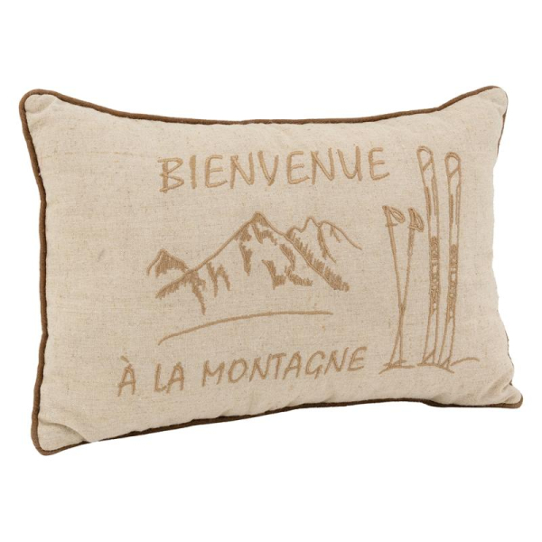 Coussin en lin et coton Bienvenue à la Montagne