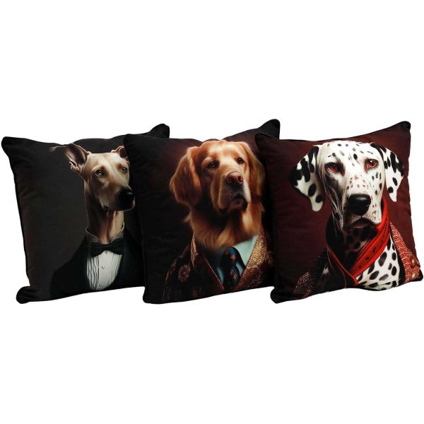 Coussin en polyester imprimé animaux 45 x 45 cm (Lot de 3)