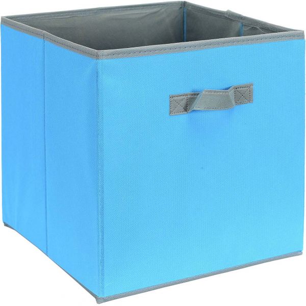 Cube de rangement coloré 30 x 30 cm (turquoise et gris)