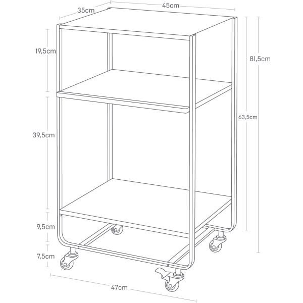 Desserte de cuisine en métal à roulettes Wagon - YAM-0171