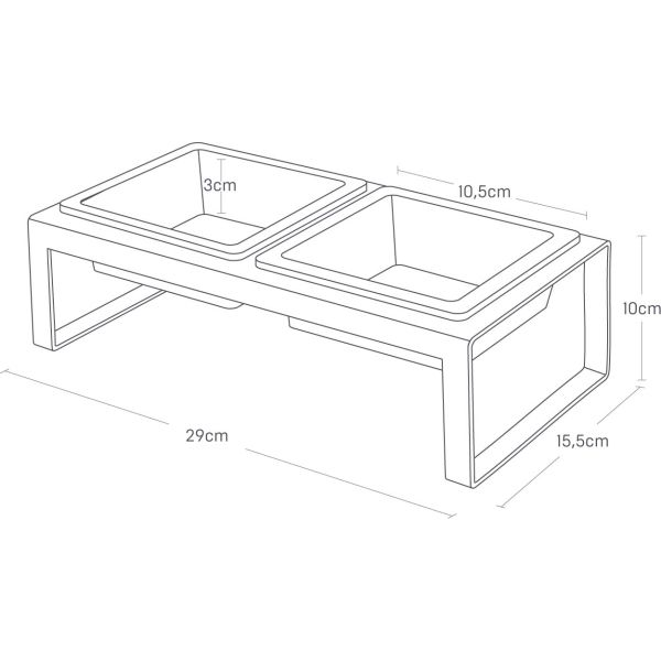 Double gamelle design surélevée pour chat Tower - YAM-0125