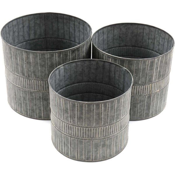 Ensemble de 3 cache-pots en zinc