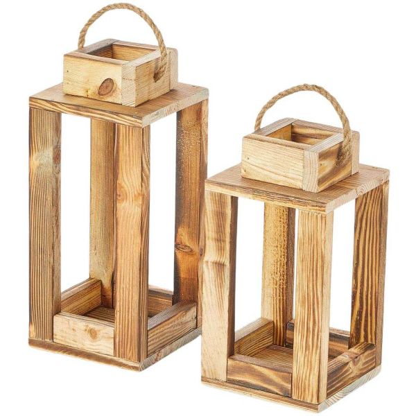 Ensemble de 2 lanternes en bois