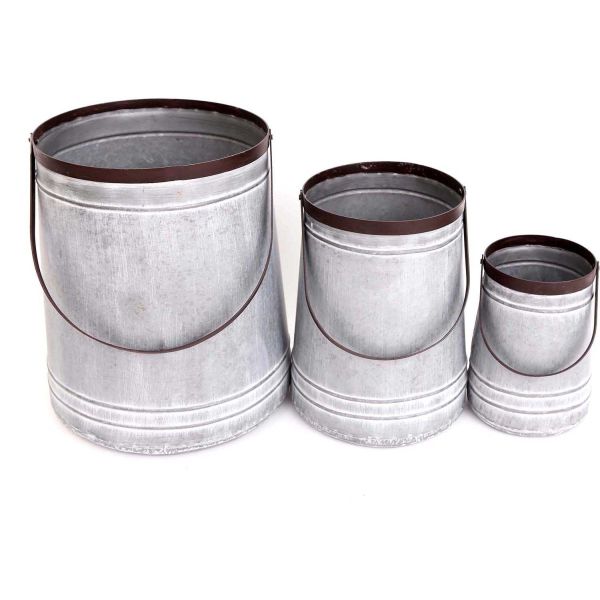 Ensemble de 3 pots porte-plante en zinc