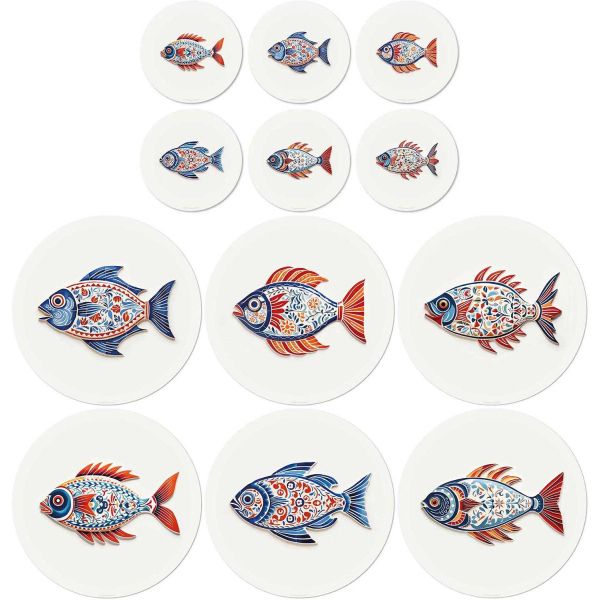 Ensemble sets de table en vinyle et dessous de verre Fish