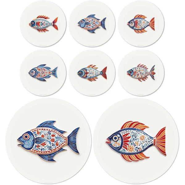 Ensemble sets de table en vinyle et dessous de verre Fish