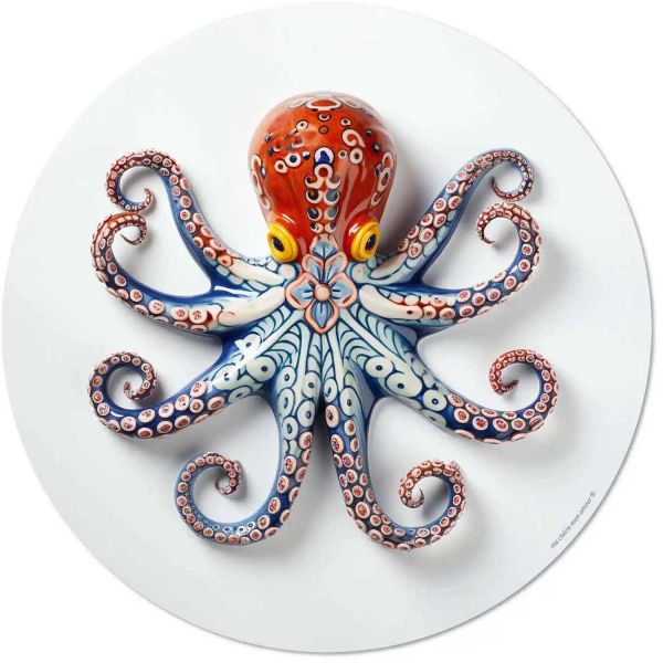 Ensemble sets de table en vinyle 38 cm et dessous de verre Octopus - MAC-0209