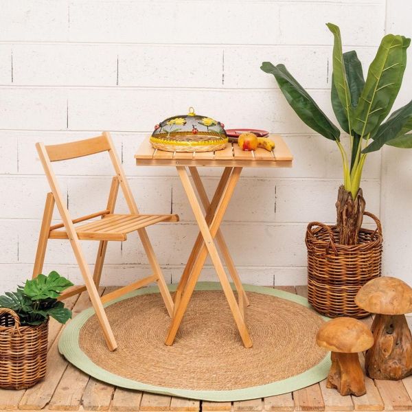 Ensemble table 60 x 60 cm et 2 chaises pliantes en bois - Italiadoc