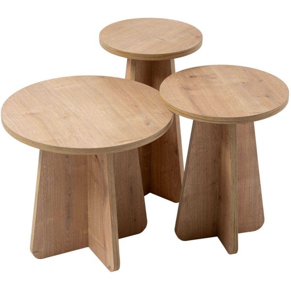 Ensemble de 3 tables gigognes en aggloméré Lume