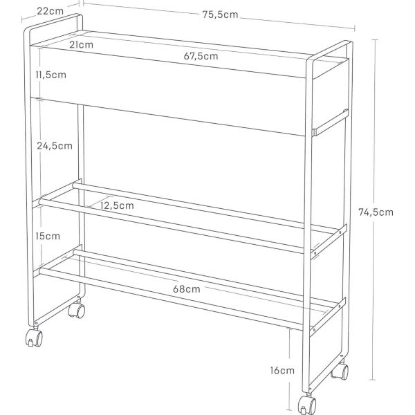 Etagère à chaussures en métal avec roulettes Tower - YAM-0229