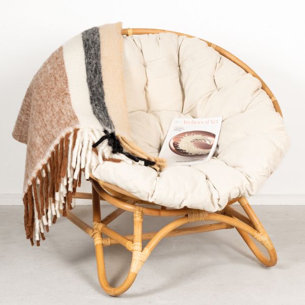 Fauteuil Papasan en rotin + coussin - AUBRY GASPARD