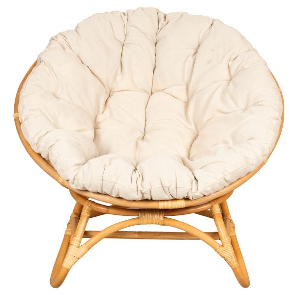 Fauteuil Papasan en rotin + coussin - AUB-6722