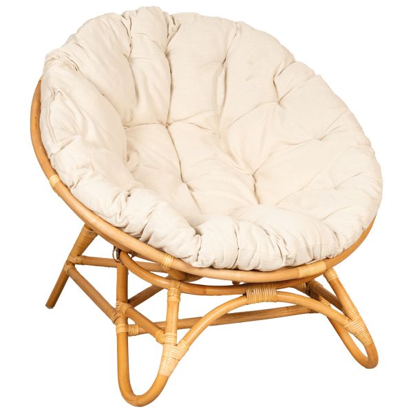 Fauteuil Papasan en rotin + coussin