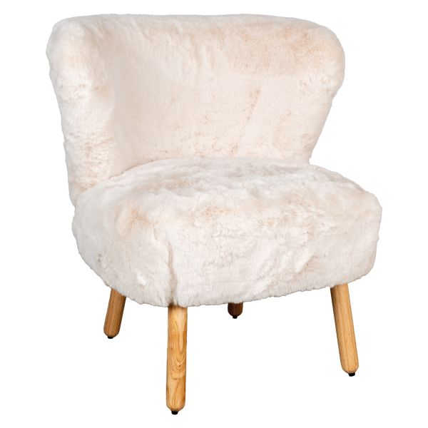 Fauteuil effet fourrure blanche