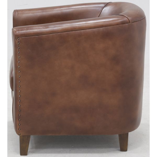 Fauteuil club en cuir de buffle - AUB-4586