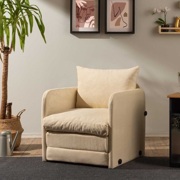 Fauteuil convertible en tissu Saga - 7