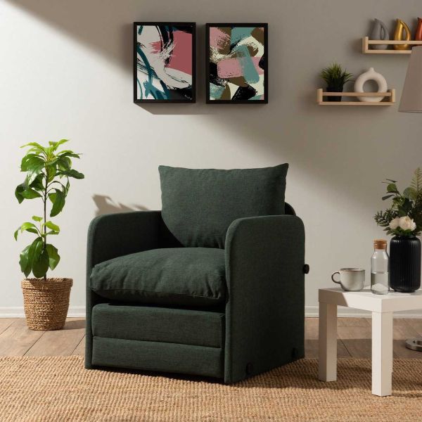 Fauteuil convertible en tissu Saga - 7