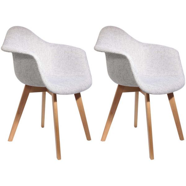 Fauteuil Scandinave Assise Grosse Maille Lot De 2 Gris