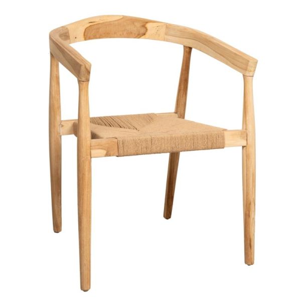 Fauteuil en teck naturel et jute