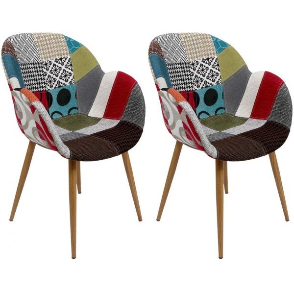 Fauteuil en tissu patchwork oscar (lot de 2)