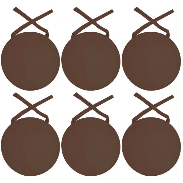 Galette de chaise ronde en coton 40 cm (lot de 6) (chocolat)