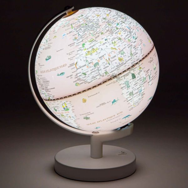 Globe terrestre lumineux 20 x 26 cm (rose)