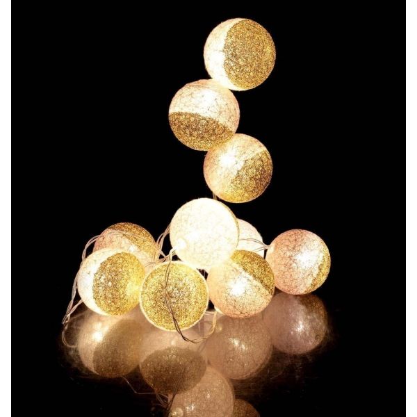 Guirlande lumineuse LED avec clochettes dorées