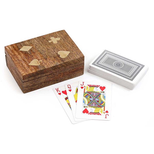 Jeu de cartes avec boite de rangement en manguier