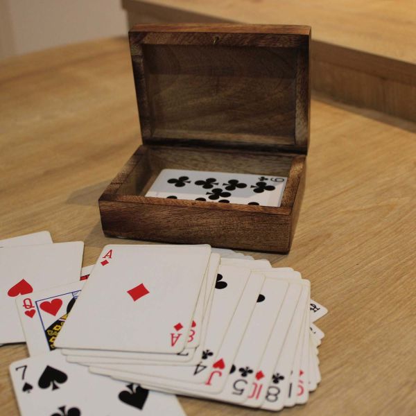 Jeu de cartes avec boite de rangement en manguier - SIL