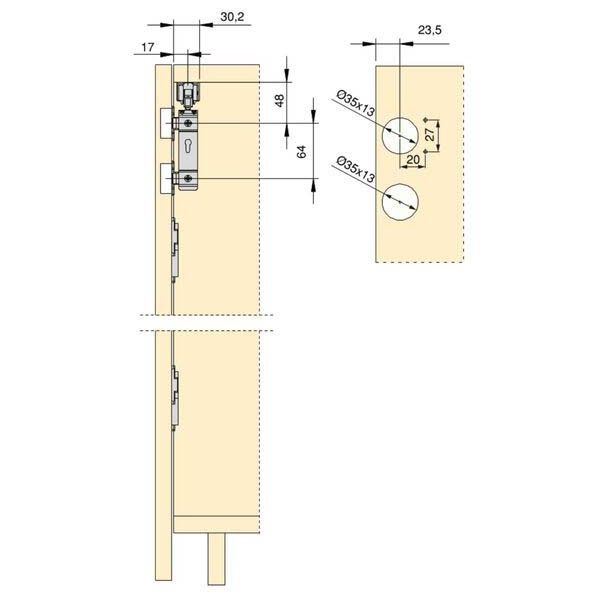 Kit de quincaillerie pour 2 portes coulissantes pliantes et armoire à fermeture souple Twofold - EMU-0326