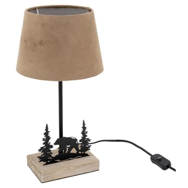 Lampe en métal et bois décor Forêt