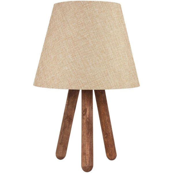 Lampe à poser trepieds bois et tissu Carla