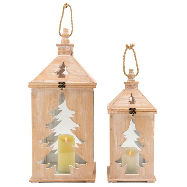 Lanterne en pin et métal Sapin (Lot de 2) - 84,90