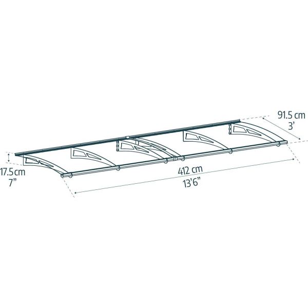 Marquise de porte en aluminim gris et polycarbonate teinté gris Aquila - PAA-0239