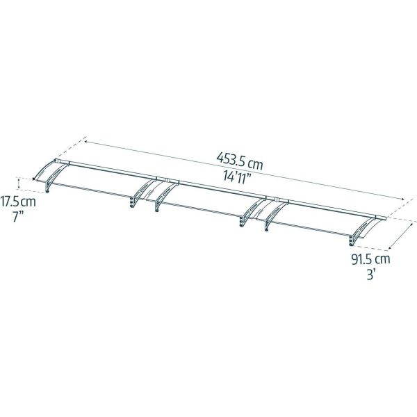 Marquise de porte en aluminim gris et polycarbonate teinté gris Aquila - PAA-0237