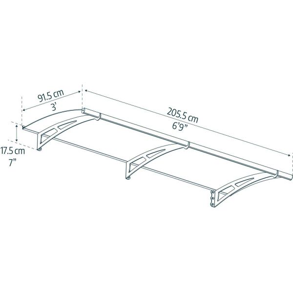 Marquise de porte en aluminim gris et polycarbonate transparent Aquila - PAA-0233