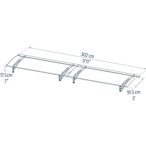 Marquise de porte en aluminim gris et polycarbonate transparent Aquila - PAA-0231