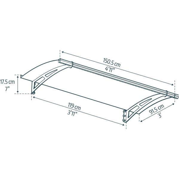 Marquise de porte en aluminim gris et polycarbonate transparent Aquila - PAA-0230