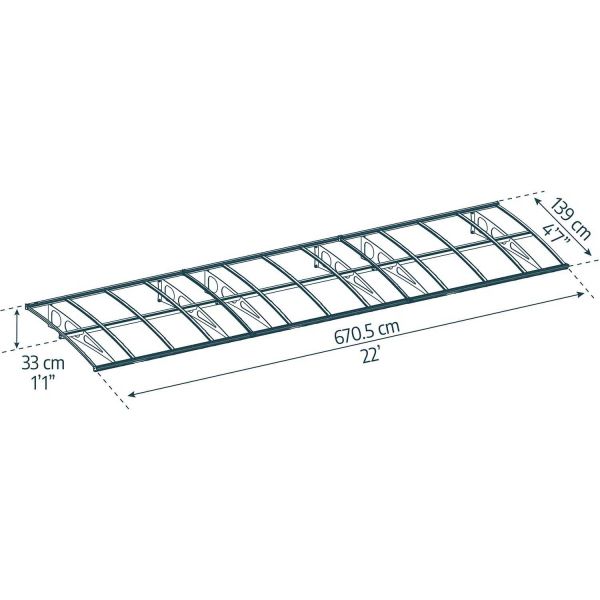 Marquise de porte en aluminium blanc et polycarbonate double paroi Bordeaux - PAA-0247