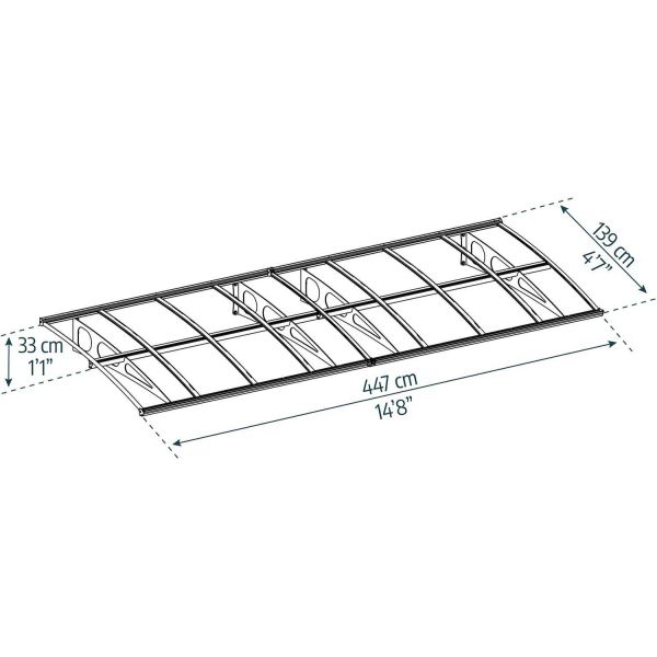 Marquise de porte en aluminium blanc et polycarbonate double paroi Bordeaux - PAA-0246