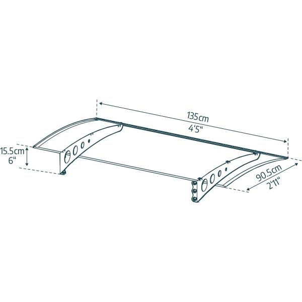 Marquise de porte en aluminium blanc et polycarbonate double paroi Lyra - PAA-0256