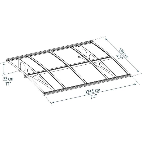 Marquise de porte en aluminium blanc et polycarbonate transparent Bordeaux - PAA-0241