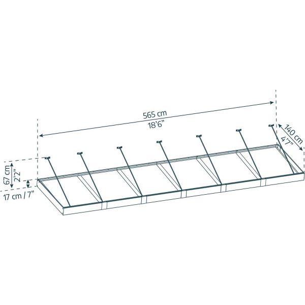 Marquise de porte en aluminium gris et polycarbonate Sophia - PAA-0280