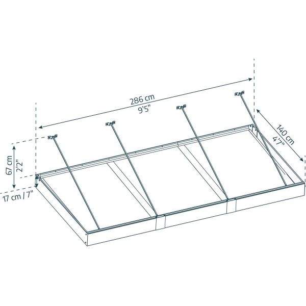 Marquise de porte en aluminium gris et polycarbonate Sophia - PAA-0277