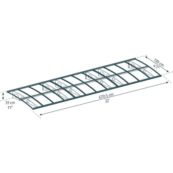 Marquise de porte en aluminium gris et polycarbonate double paroi Herald - PAA-0260