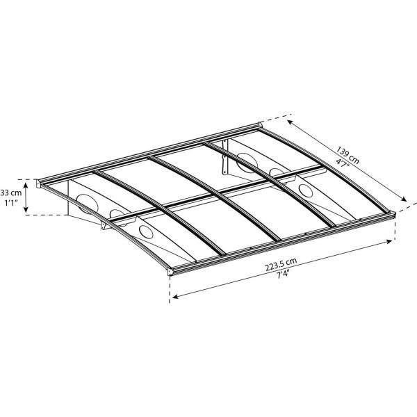 Marquise de porte en aluminium gris et polycarbonate double paroi Herald - PAA-0258