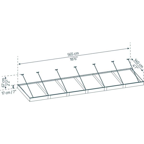 Marquise de porte en aluminium gris et polycarbonate opale blanc Sophia - PAA-0288