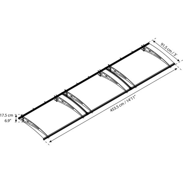 Marquise de porte en aluminium gris et polycarbonate transparent Altair - PAA-0251