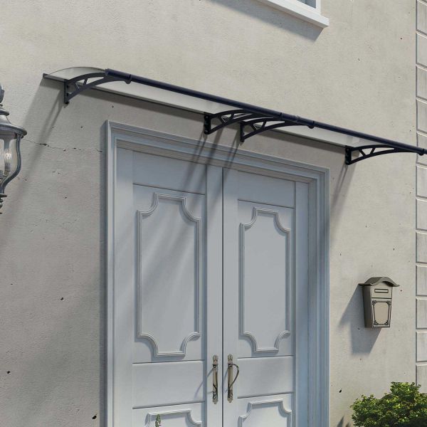 Marquise de porte en aluminium gris et polycarbonate transparent Altair - Canopia by Palram